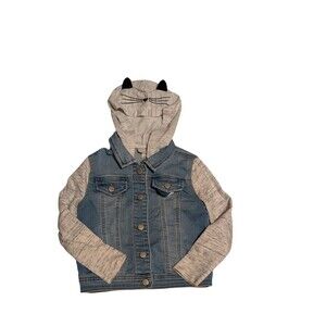 Cat & Jack toddler 5T French terry long Sleeve cat  ear  hoodie denim Jacket